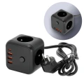 Przedłużacz czarny z przewodem 1,5m, 3-gniazda z uziemieniem i wyłącznikiem + 4xUSB