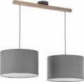 Lampa wisząca TROY NEW na drewnianej listwie z dwoma szarymi kloszami TK Lighting