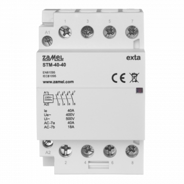 Stycznik modułowy na szynę TH 3-fazowy 40A 4xNO cewka 230V STM-40-40 Zamel
