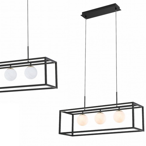 Lampa wisząca PIRO czarny, białe szklane klosze, 3*G9 + LED 33W 3000-6000K - MD3115-3-3BT Zuma Line