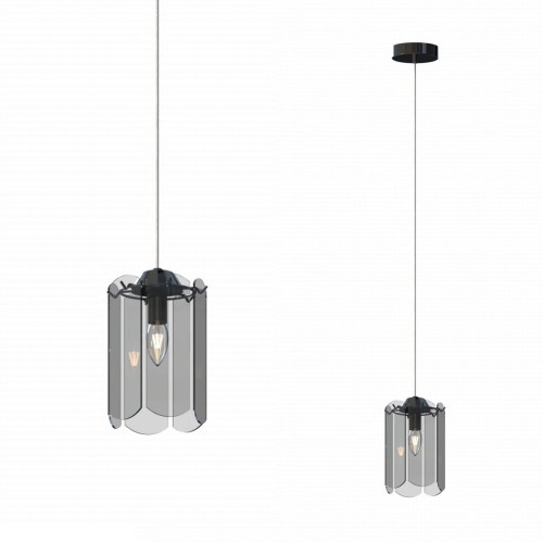 Lampa wisząca zwis NIRA, dymiony szklany klosz, źródło 1*E14 - MD3523-1-EBCN Zuma Line