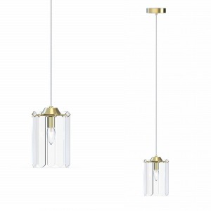 Lampa wisząca do sypialni NIRA złote elementy, szklany klosz, źródło 1*E14 - MD3523-1-EGN Zuma Line
