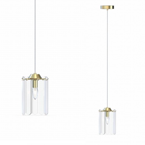Lampa wisząca do sypialni NIRA złote elementy, szklany klosz, źródło 1*E14 - MD3523-1-EGN Zuma Line