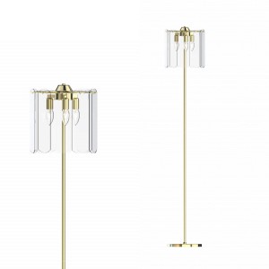Lampa podłogowa złota 145 cm NIRA, szklany klosz, 3*E14 do stylowego salonu - ML3523-3-EGN Zuma Line