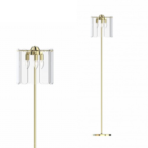 Lampa podłogowa złota 145 cm NIRA, szklany klosz, 3*E14 do stylowego salonu - ML3523-3-EGN Zuma Line
