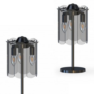 Lampa stołowa NIRA kolor Czarny, elegancki szklany klosz, wymienne źródło światła - MT3523-3S-EBCN Zuma Line