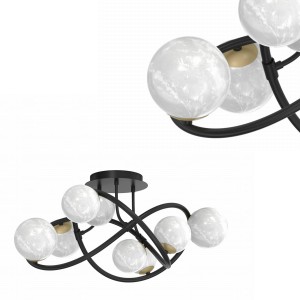 Lampa sufitowa NISYRO kolor czarno-złoty, źródło 8*G9 szklane alabastrowe kule - MX4922-8-EBGN Zuma Line