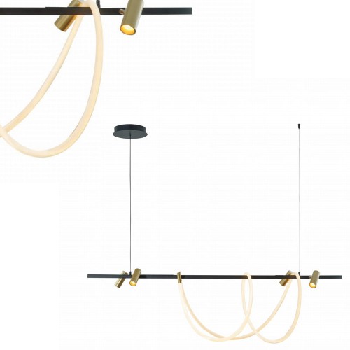 Lampa wisząca BALBO czarno-złota, reflektorki i wąż LED 60W 3000 - 6000K - 2200277L Zuma Line