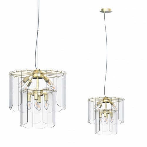 Lampa wisząca NIRA kolor Złoty z dwupoziomowym szklanym kloszem, 8*E14 - MD3523-8M-EGN Zuma Line
