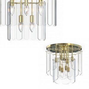 Lampa sufitowa NIRA kolor złoty ze szklanymi elementami, do salonu 8*E14 - MX3523-8M-EGN Zuma Line