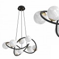 Lampa wisząca NISYRO złoto czarna, źródło z ośmioma alabastrowymi szklanymi kloszami na G9 - MD4922-8-EBGN Zuma Line