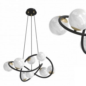Lampa wisząca NISYRO złoto czarna, źródło z ośmioma alabastrowymi szklanymi kloszami na G9 - MD4922-8-EBGN Zuma Line