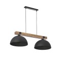 Lampa wisząca OSLO na drewnianej belce z dwoma metalowymi kloszami w stylu skandynawskim TK Lighting
