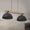 Lampa wisząca OSLO na drewnianej belce z dwoma metalowymi kloszami w stylu skandynawskim TK Lighting