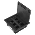 Puszka podłogowa na gniazda modułowe 6 x 45x45mm lub 12 x 22,5x45mm, pokrywa: materiał własny, czarna