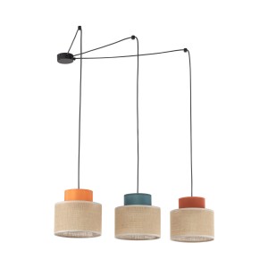 Lampa wisząca typu pająk z 3 kloszami DUO JUTA MIX na E27 3140 TK Lighting