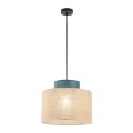 Lampa wisząca z kloszem zielonym i w kolorze juty DUO JUTA GREEN 1xE27 3256 TK Lighting