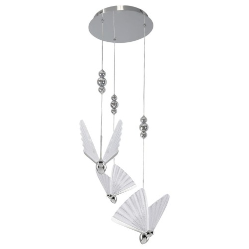 Lampa wisząca Mariposa trzy motyle na rozecie chrom LP-1715/3P CH Light Prestige