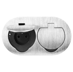 Hermetyczne gniazdo elektryczne podwójne, owalne, IP55, srebrne  OR-GM-9046/G