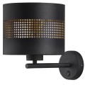 Kinkiet TAGO BLACK czarno-złoty z perforowanym kloszem i włącznikiem TK Lighting