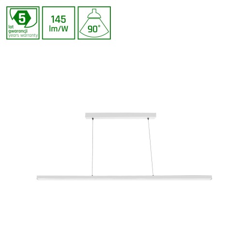 Lampa wisząca LARGO biała podłużna LED 30W 230V barwa ciepła 3000K Spectrum