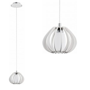 Lampa wisząca MELA biała z drewnianym i szklanym kloszem TK Lighting