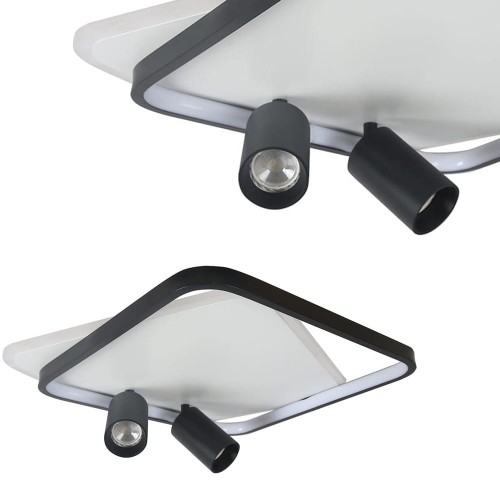 Plafon Parma 2 2xGU10 + 1xLED CCT kwadrat czarny LP-0612/2C Square BK Light Prestige