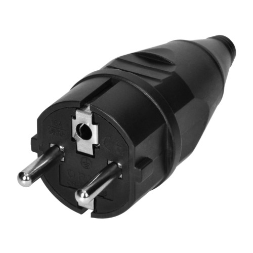 Czarna wtyczka k warsztatowa Uni-Schuko 2P+Z