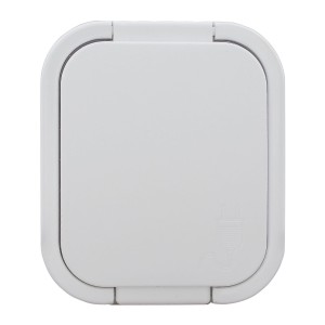 Gniazdo pojedyncza natynkowe bryzgoszczelne z klapką IP54 białe