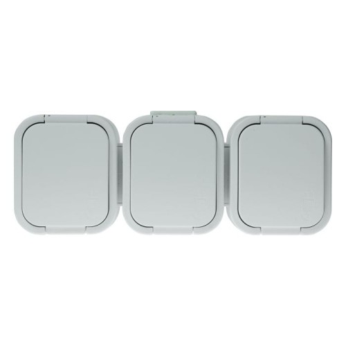 Gniazdo potrójne natynkowe bryzgoszczelne z klapką IP54 białe