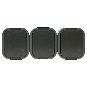 Gniazdo potrójne natynkowe bryzgoszczelne z klapką IP54 szary/czarny