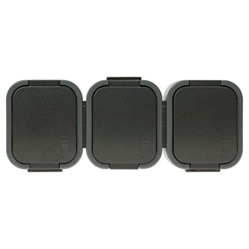 Gniazdo potrójne natynkowe bryzgoszczelne z klapką IP54 szary/czarny