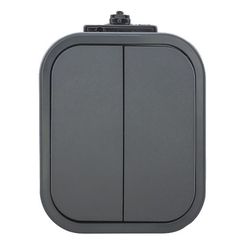 Włącznik świecznikowy podwójny natynkowy szary IP54 10A 250V