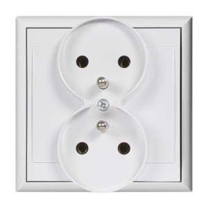 Gniazdo podwójne podtynkowe białe 2x2P+Z 16A 250V 