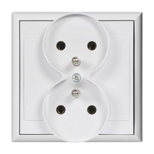 Gniazdo podwójne podtynkowe białe 2x2P+Z 16A 250V 