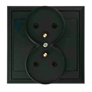 Gniazdo podwójne podtynkowe czarne 2x2P+Z 16A 250V