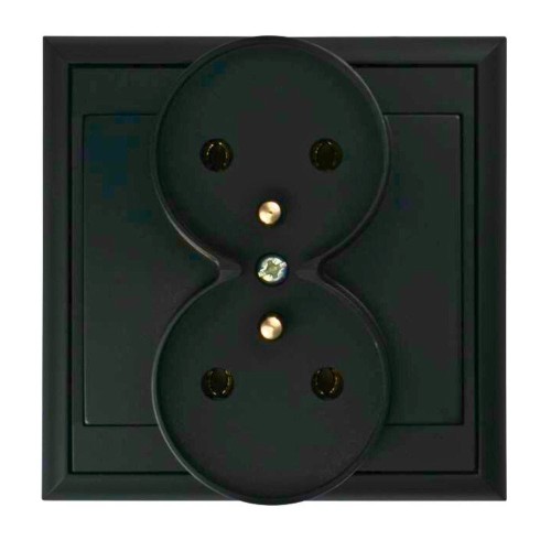 Gniazdo podwójne podtynkowe czarne 2x2P+Z 16A 250V