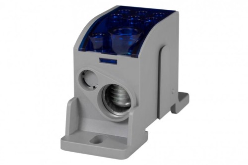 Blok rozdzielczy 1-biegunowy na Szynę TH35 125A 1x35/1x16 - 6x16 Al/Cu Niebieski