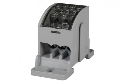 Blok rozdzielczy 1-biegunowy na Szynę TH35 80A 3x16 - 4x6 Al/Cu  Szary