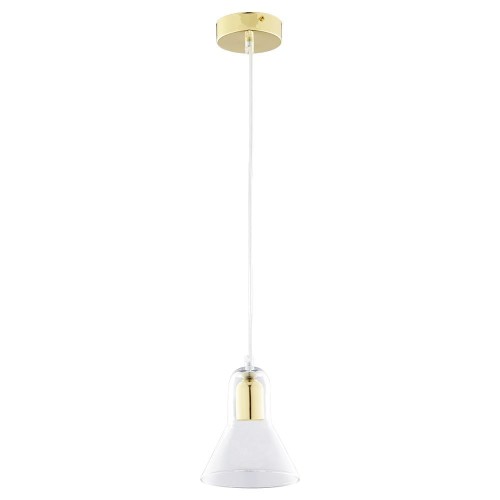Lampa wisząca VICHY ze złotymi elementami oraz szklanym, transparentnym kloszem TK Lighting
