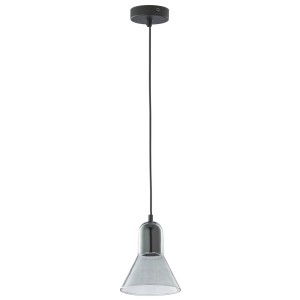 Lampa wisząca VICHY z pojedynczym, szklanym kloszem w kształcie stożka w kolorze grafitowym TK Lighting