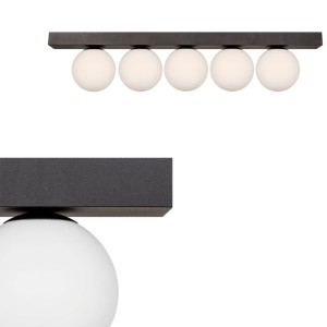 Lampa sufitowa podłużna czarna, szklane kule klosze 5xG9 SPHERE 1202  Zuma Line