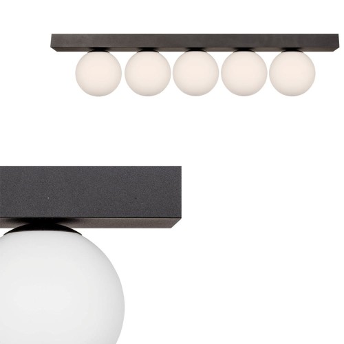 Lampa sufitowa podłużna czarna, szklane kule klosze 5xG9 SPHERE 1202  Zuma Line