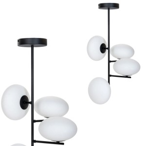 Lampa sufitowa OMI czarno-biała szklane spłaszczone klosze 1200 Zuma Line