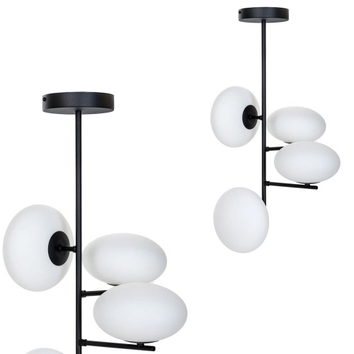 Lampa sufitowa OMI czarno-biała szklane spłaszczone klosze 1200 Zuma Line