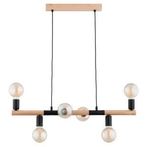 Lampa wisząca LIDO drewniana/czarna 6xE27 63335 Alfa