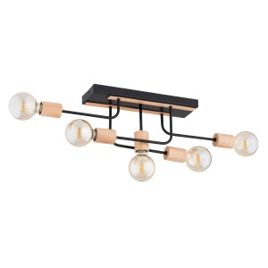 Lampa sufitowa GOISA drewniana/czarna 5xE27 63334 Alfa