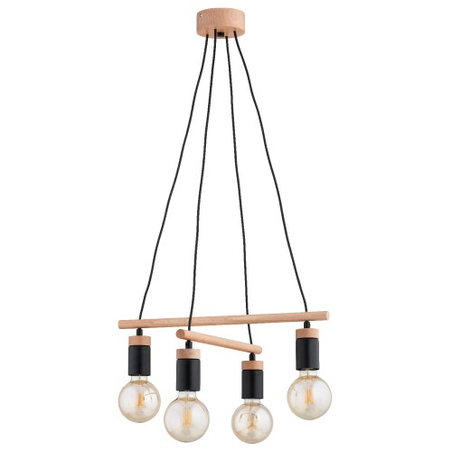 Lampa wisząca MILTO drewniana 4xE27 63298 Alfa