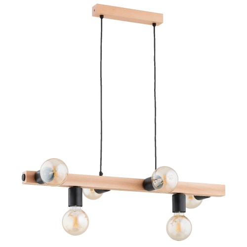 Lampa wisząca IMPULS drewniana 6xE27 63295 Alfa