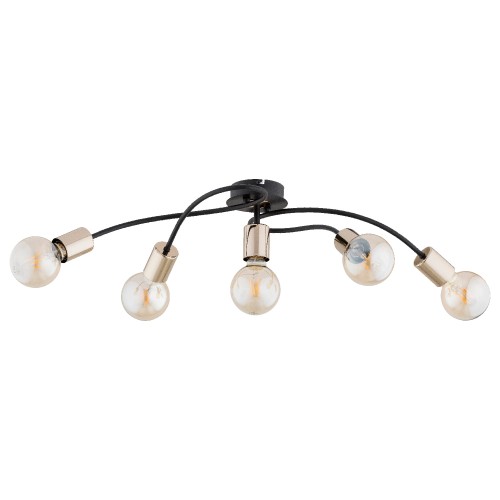Lampa sufitowa GERSO czarny/złoty 5xE27 63287 Alfa